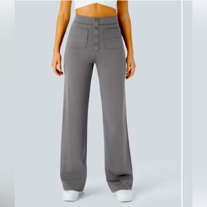 HALARA High Waisted Button Front Straight Leg Pants PETITE SMALL